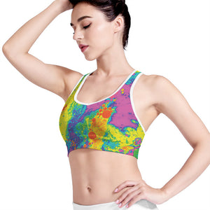 Colorful Acid Melt Print Women's Sports Bra