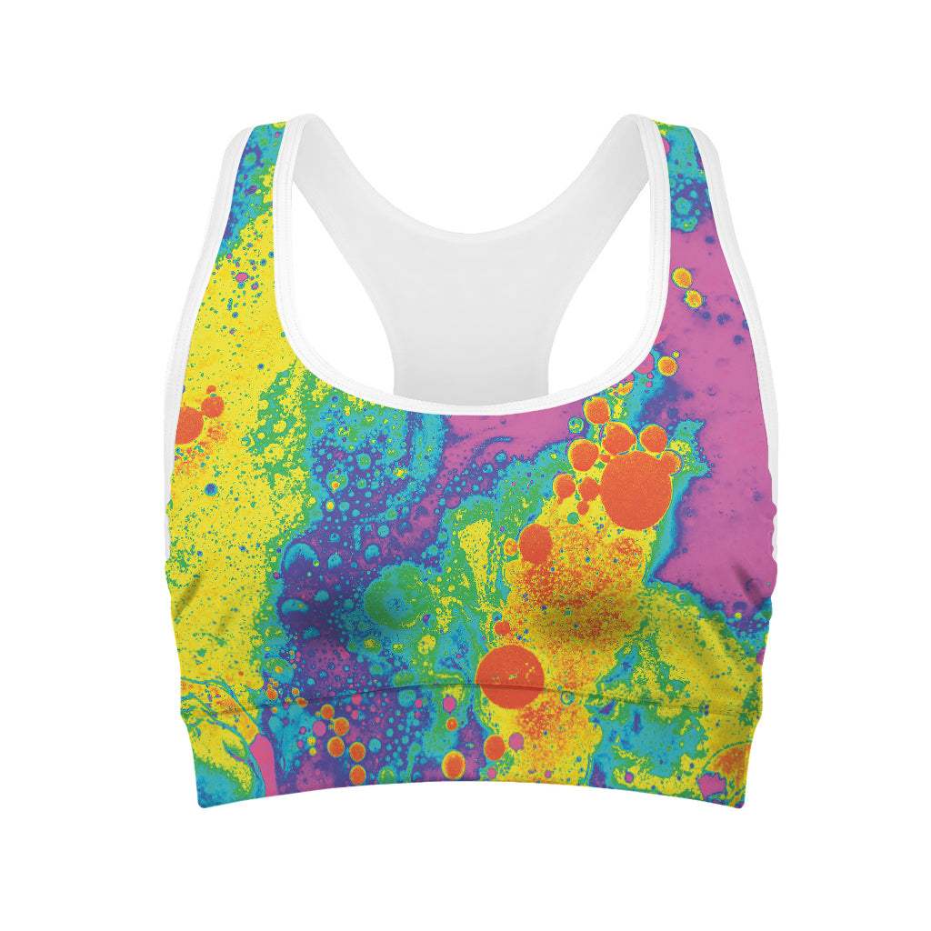 Colorful Acid Melt Print Women's Sports Bra