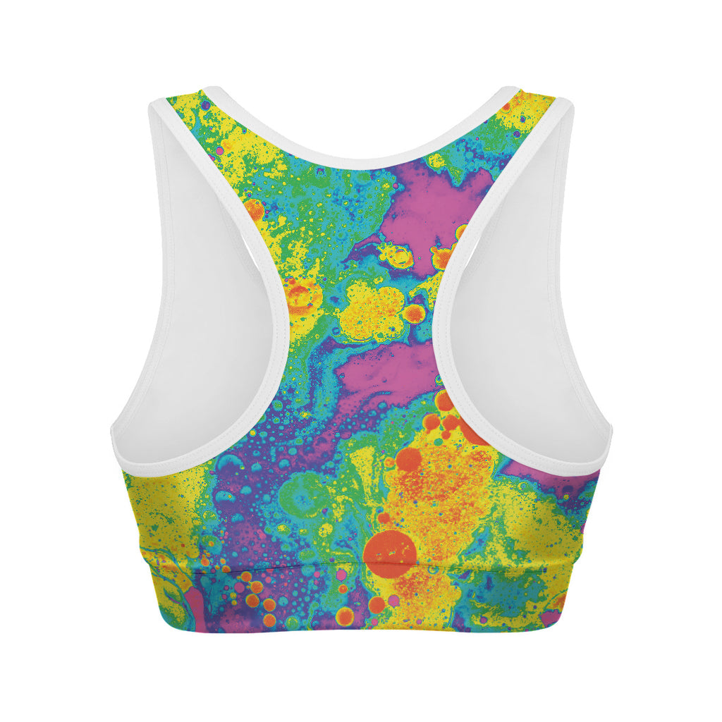 Colorful Acid Melt Print Women's Sports Bra