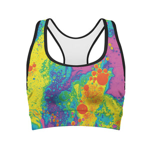 Colorful Acid Melt Print Women's Sports Bra