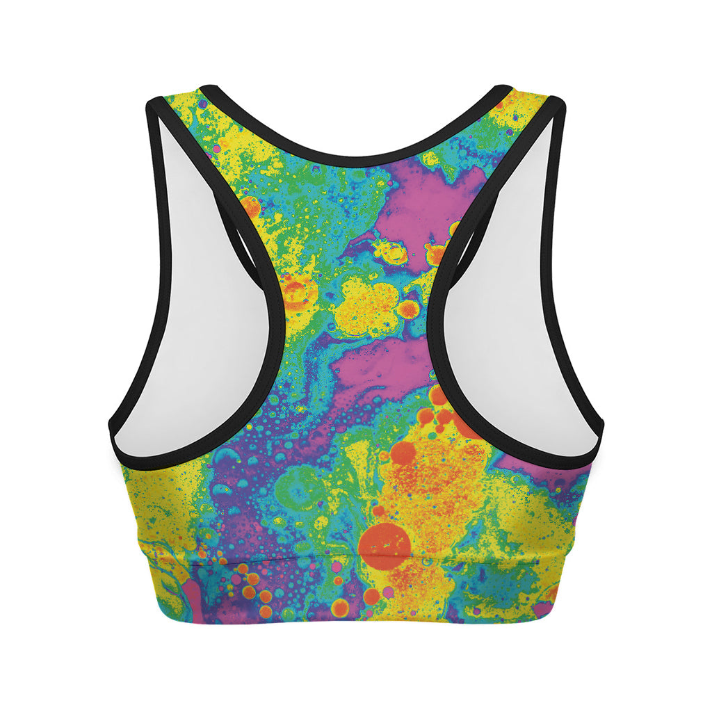 Colorful Acid Melt Print Women's Sports Bra