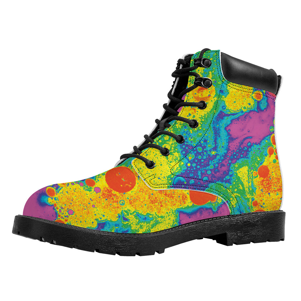 Colorful Acid Melt Print Work Boots