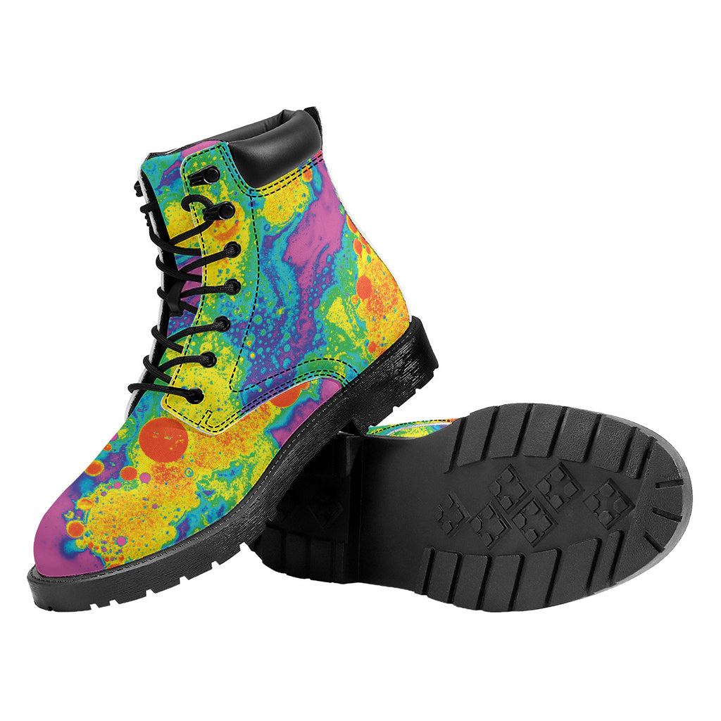 Colorful Acid Melt Print Work Boots