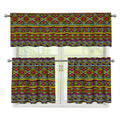 Colorful African Inspired Pattern Print 3 Piece Kitchen Curtains