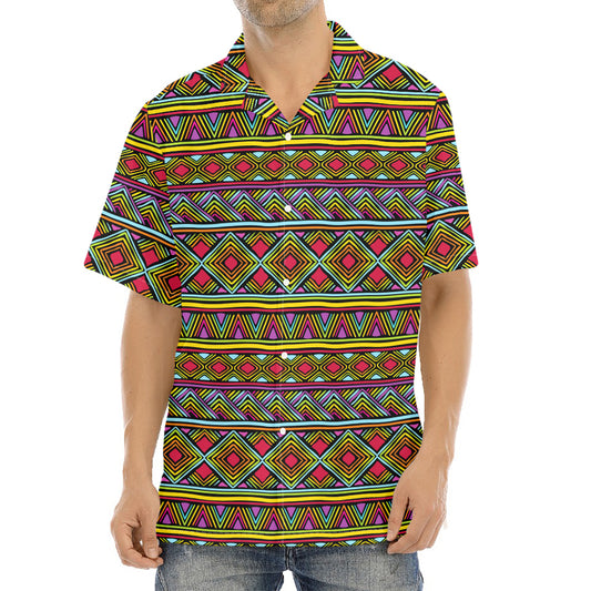 Colorful African Inspired Pattern Print Aloha Shirt