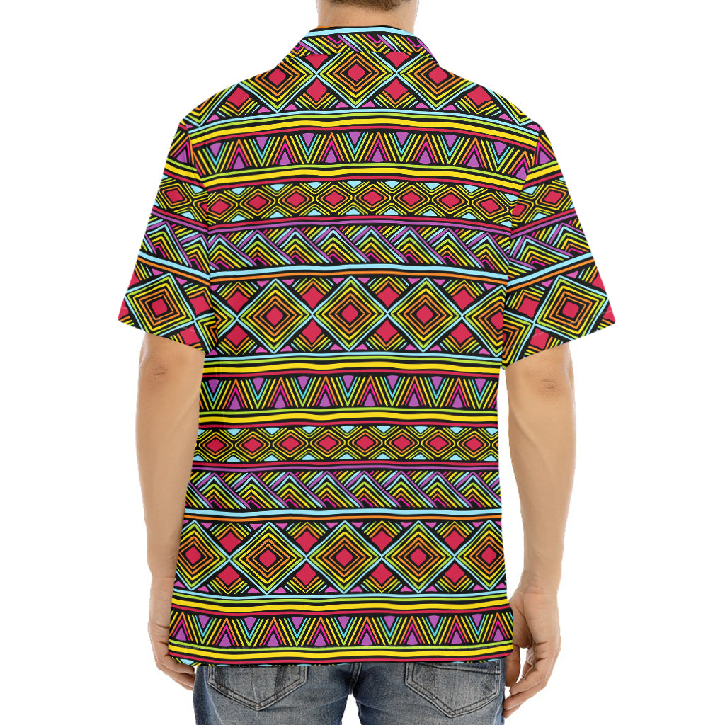Colorful African Inspired Pattern Print Aloha Shirt
