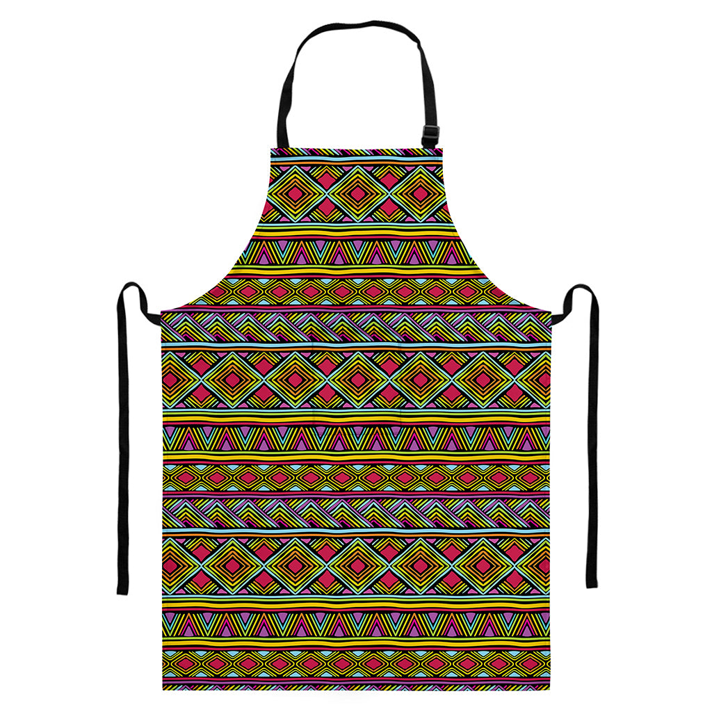 Colorful African Inspired Pattern Print Bib Apron With Pocket
