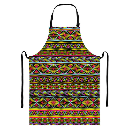 Colorful African Inspired Pattern Print Bib Apron With Pocket
