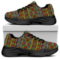 Colorful African Inspired Pattern Print Black Chunky Shoes