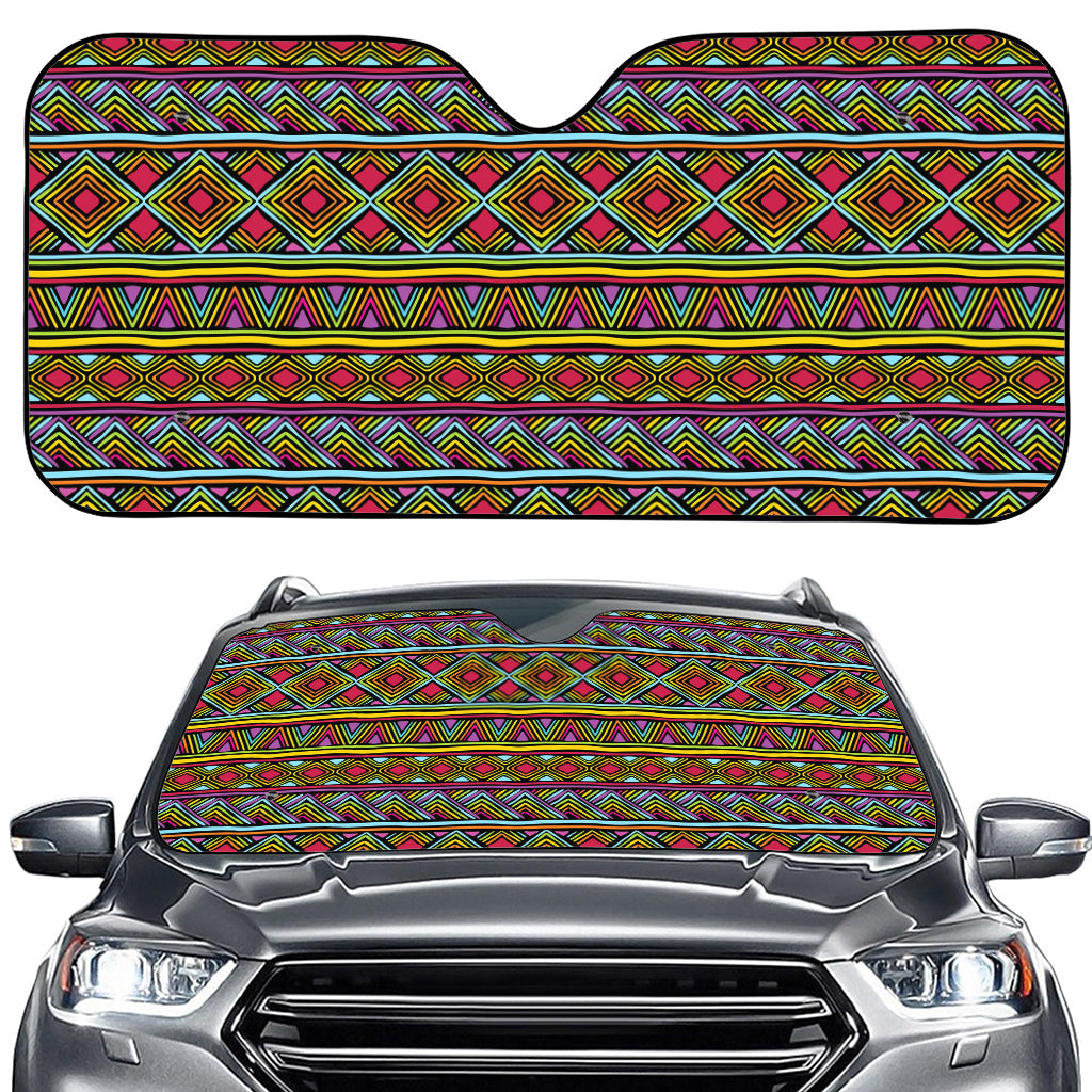 Colorful African Inspired Pattern Print Car Windshield Sun Shade