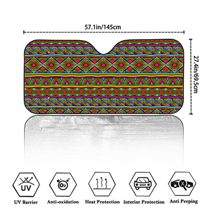 Colorful African Inspired Pattern Print Car Windshield Sun Shade