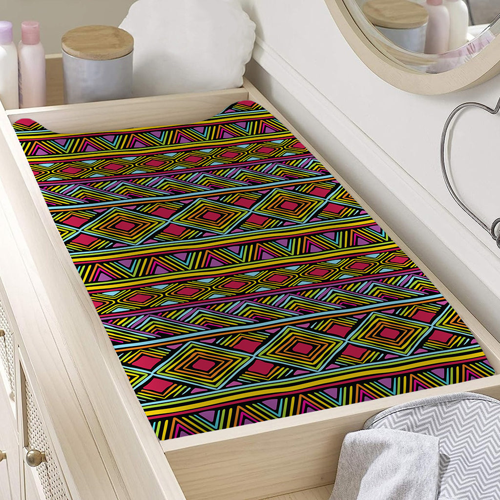 Colorful African Inspired Pattern Print Changing Pad Cover
