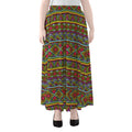 Colorful African Inspired Pattern Print Chiffon Maxi Skirt