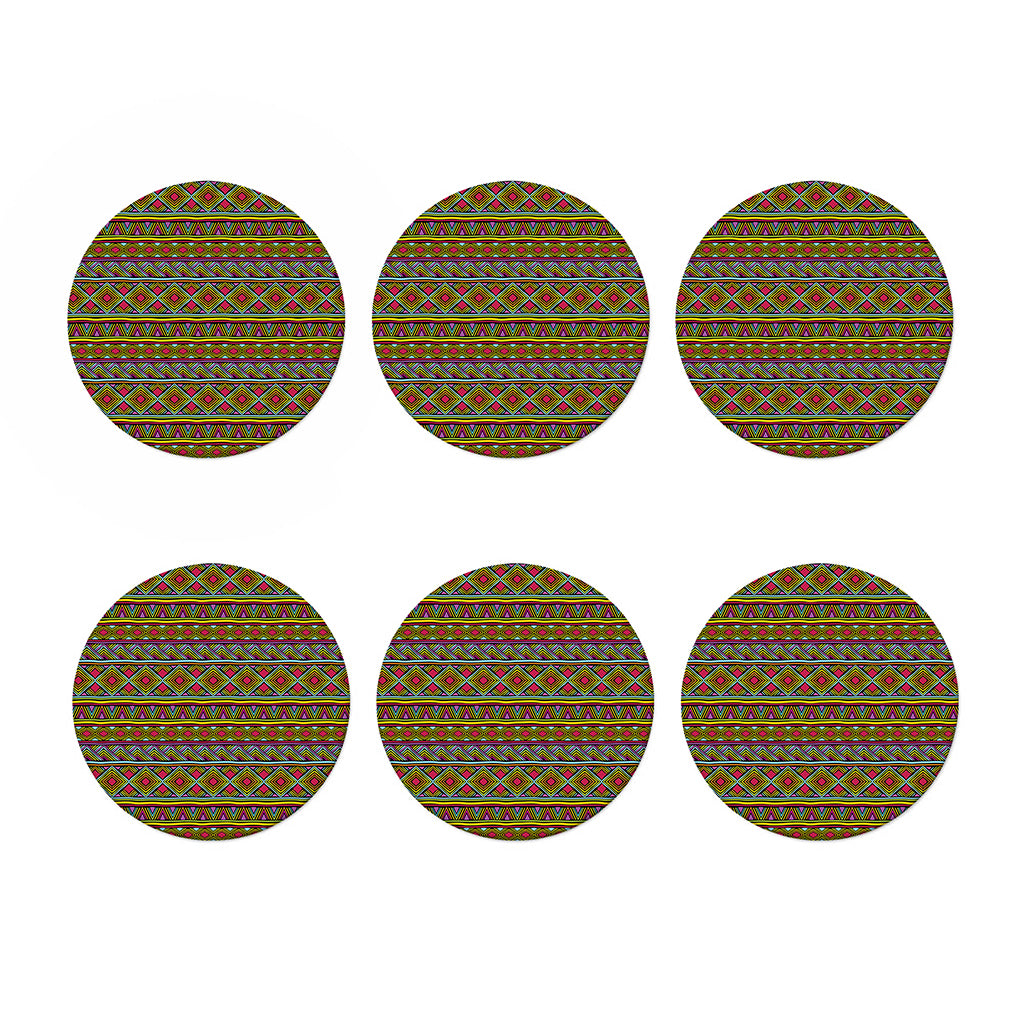 Colorful African Inspired Pattern Print Coaster Set
