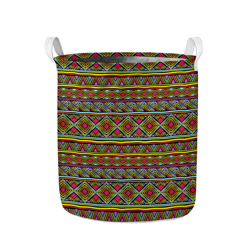 Colorful African Inspired Pattern Print Collapsible Laundry Basket