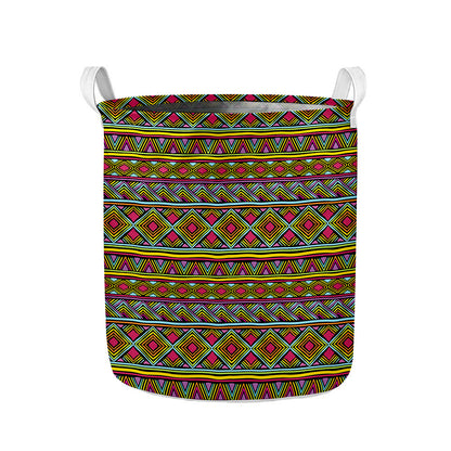 Colorful African Inspired Pattern Print Collapsible Laundry Basket