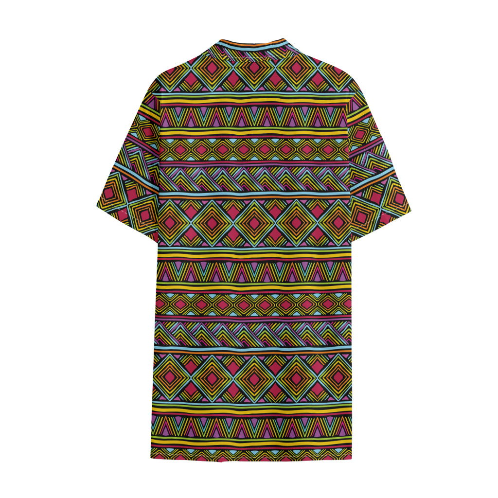 Colorful African Inspired Pattern Print Cotton Hawaiian Shirt