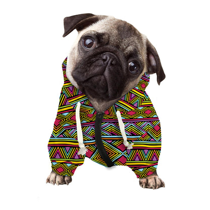Colorful African Inspired Pattern Print Dog Zip Up Hoodie