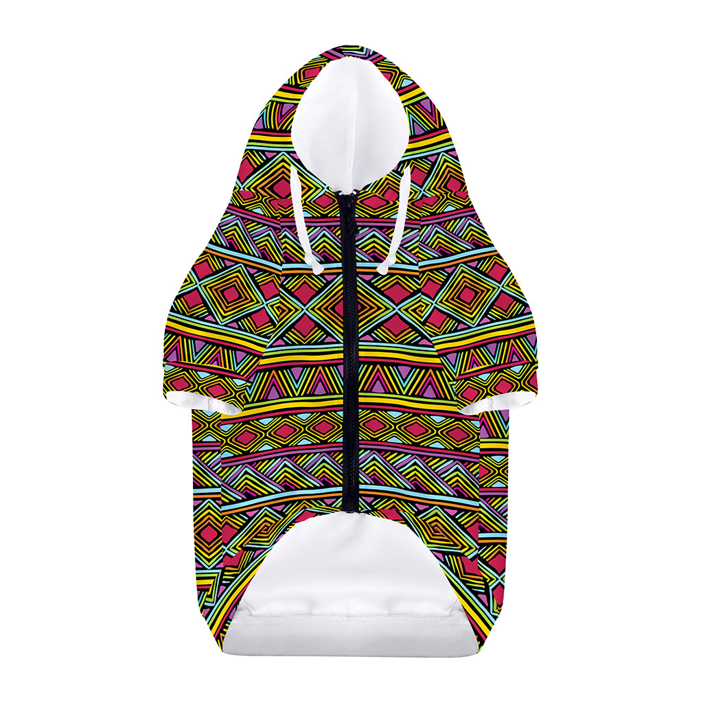 Colorful African Inspired Pattern Print Dog Zip Up Hoodie