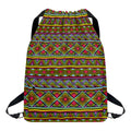 Colorful African Inspired Pattern Print Drawstring Backpack