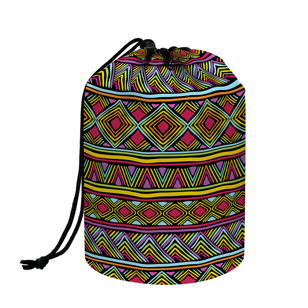 Colorful African Inspired Pattern Print Drawstring Makeup Bag