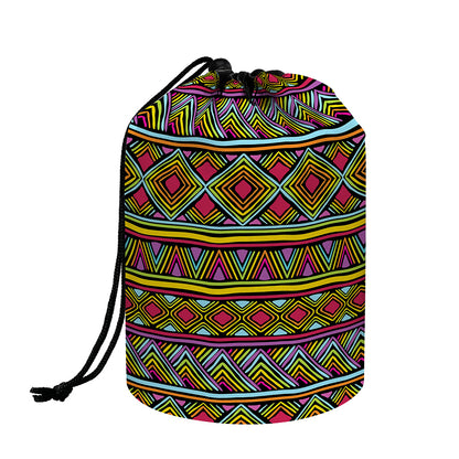 Colorful African Inspired Pattern Print Drawstring Makeup Bag