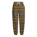 Colorful African Inspired Pattern Print Fleece Lined Knit Pants