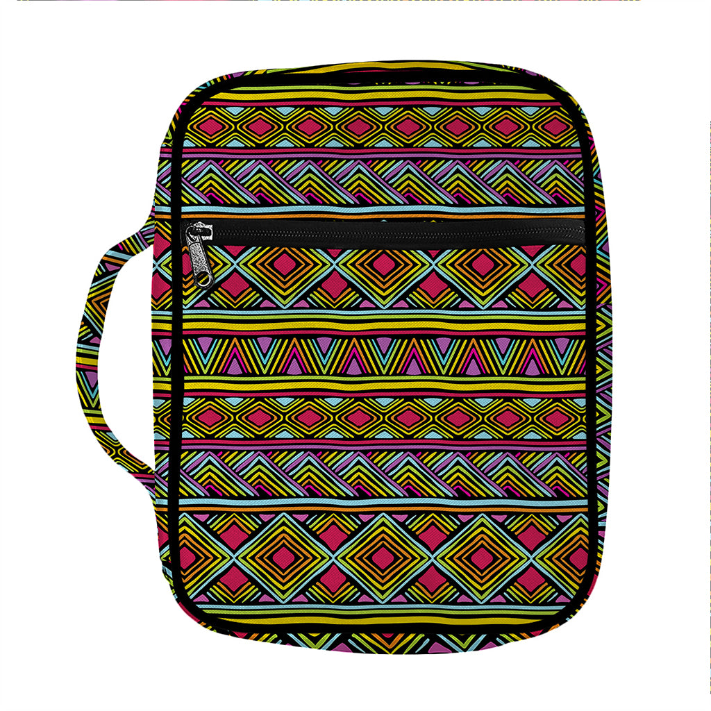 Colorful African Inspired Pattern Print Front Pocket Bible Bag