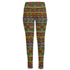 Colorful African Inspired Pattern Print High-Waisted Pocket Leggings