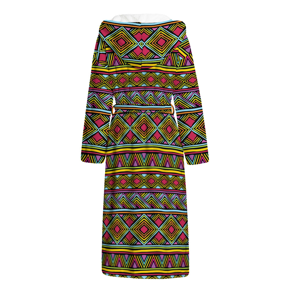 Colorful African Inspired Pattern Print Hooded Bathrobe