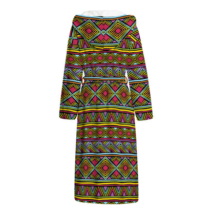 Colorful African Inspired Pattern Print Hooded Bathrobe