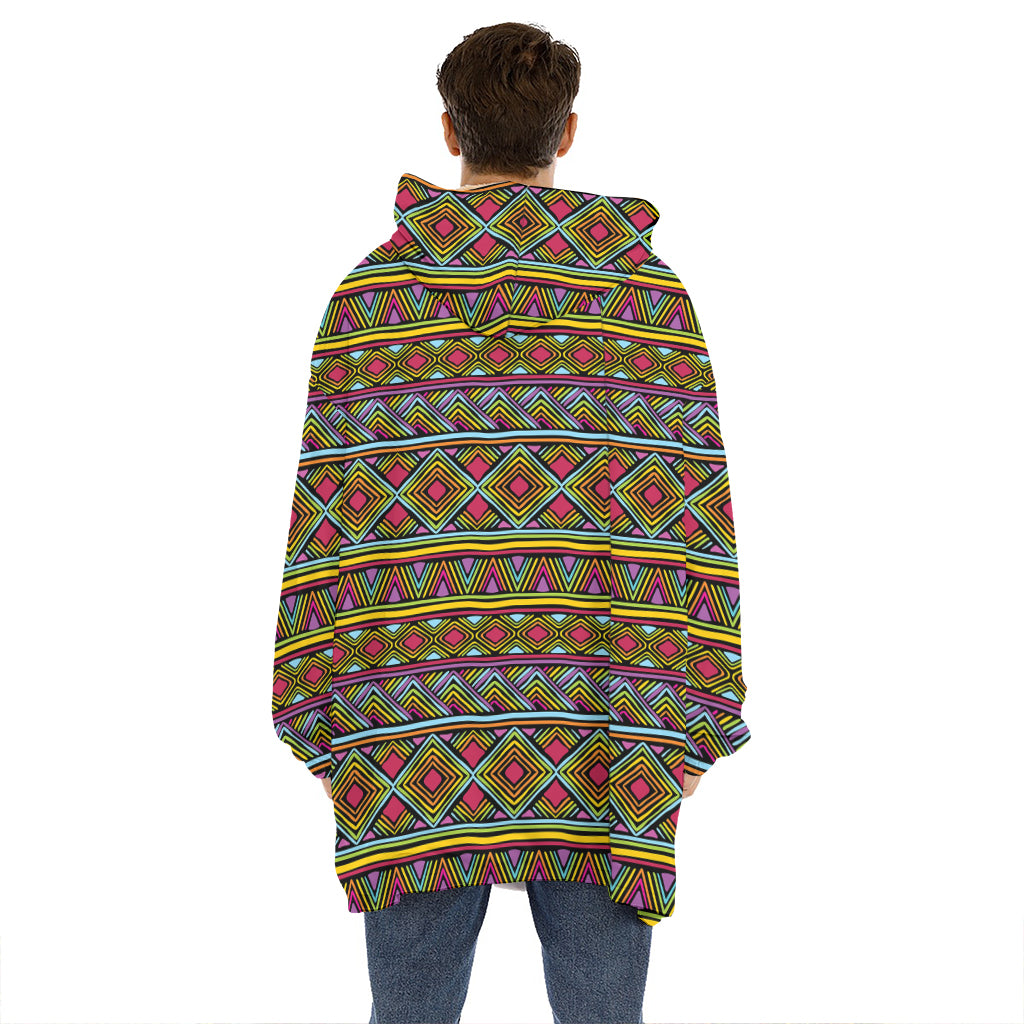Colorful African Inspired Pattern Print Hoodie Blanket