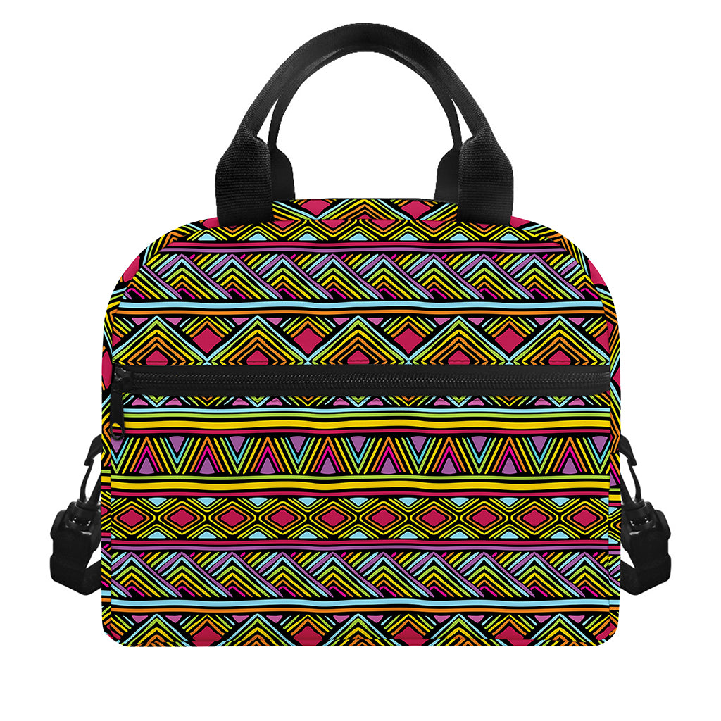Colorful African Inspired Pattern Print Insulated Lunch Bag