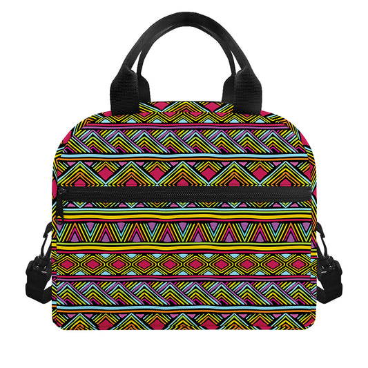 Colorful African Inspired Pattern Print Insulated Lunch Bag