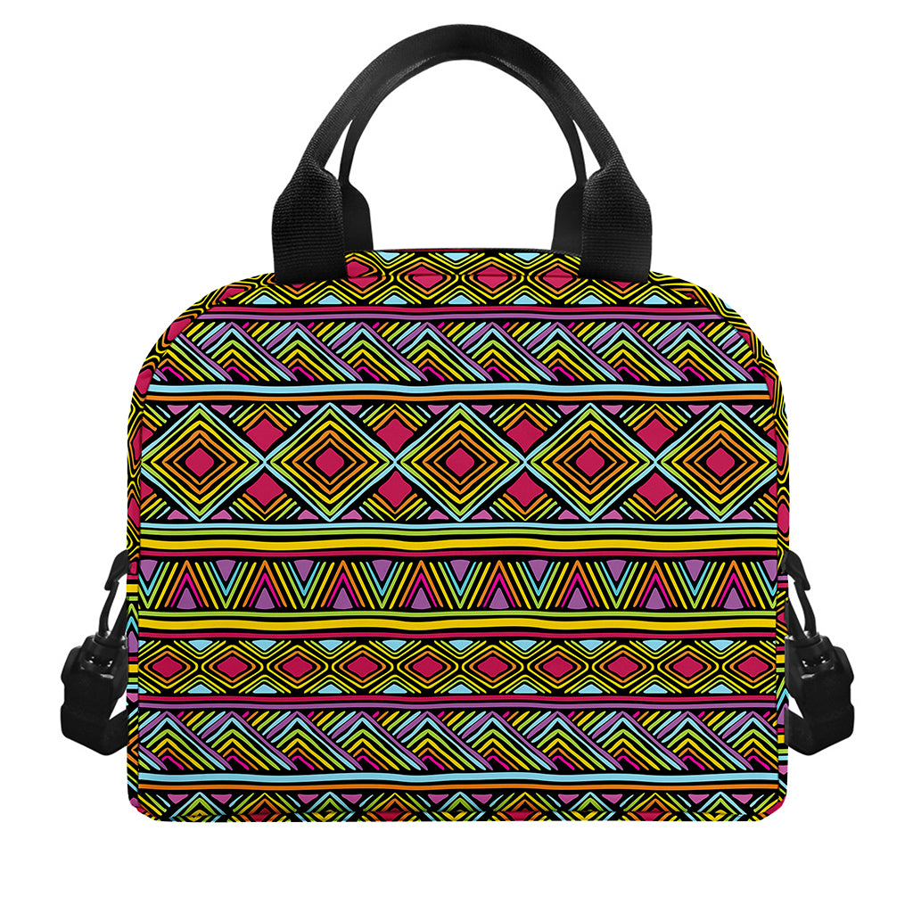 Colorful African Inspired Pattern Print Insulated Lunch Bag