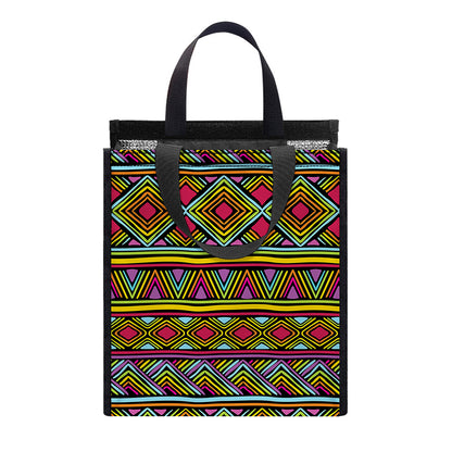Colorful African Inspired Pattern Print Insulated Lunch Tote