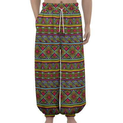 Colorful African Inspired Pattern Print Lantern Pants