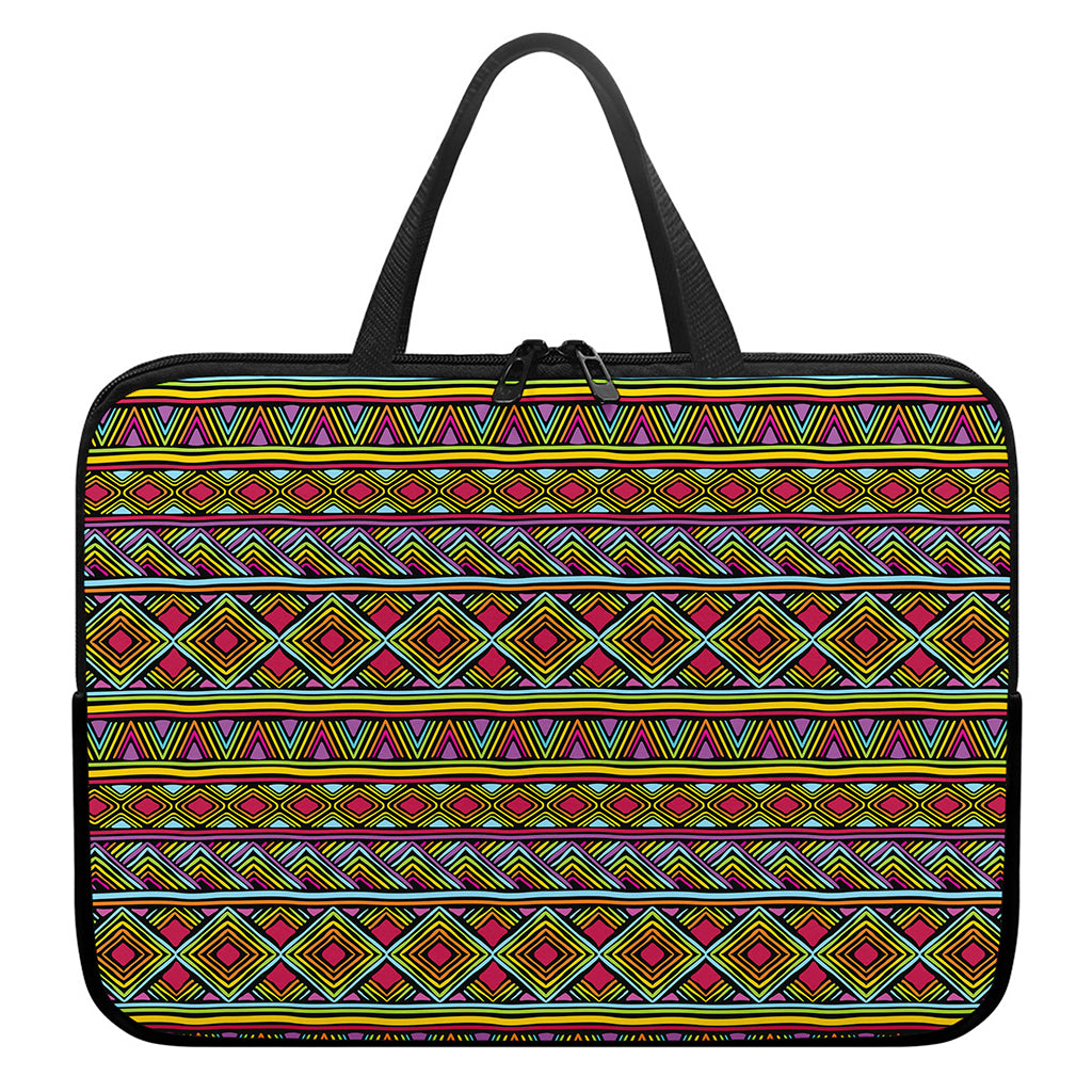 Colorful African Inspired Pattern Print Laptop Sleeve With Handle