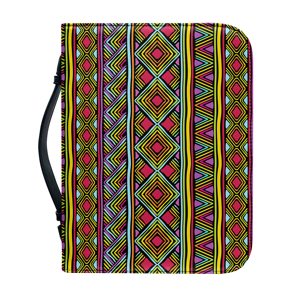 Colorful African Inspired Pattern Print Leather Bible Cover