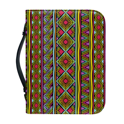 Colorful African Inspired Pattern Print Leather Bible Cover