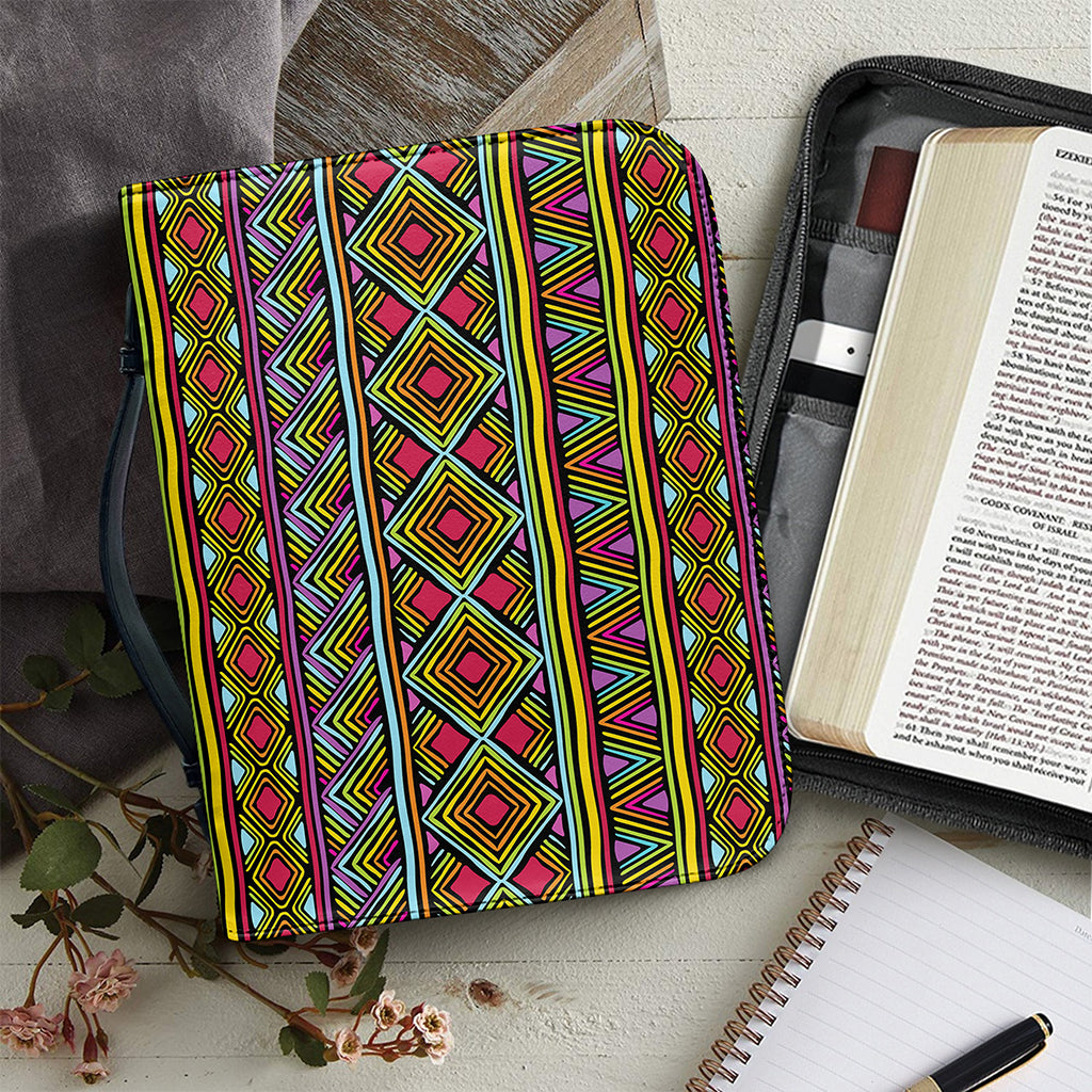 Colorful African Inspired Pattern Print Leather Bible Cover