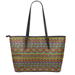 Colorful African Inspired Pattern Print Leather Tote Bag