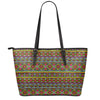 Colorful African Inspired Pattern Print Leather Tote Bag