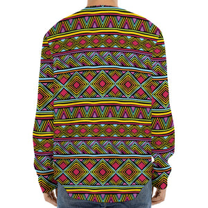 Colorful African Inspired Pattern Print Long Sleeve Baseball Jersey