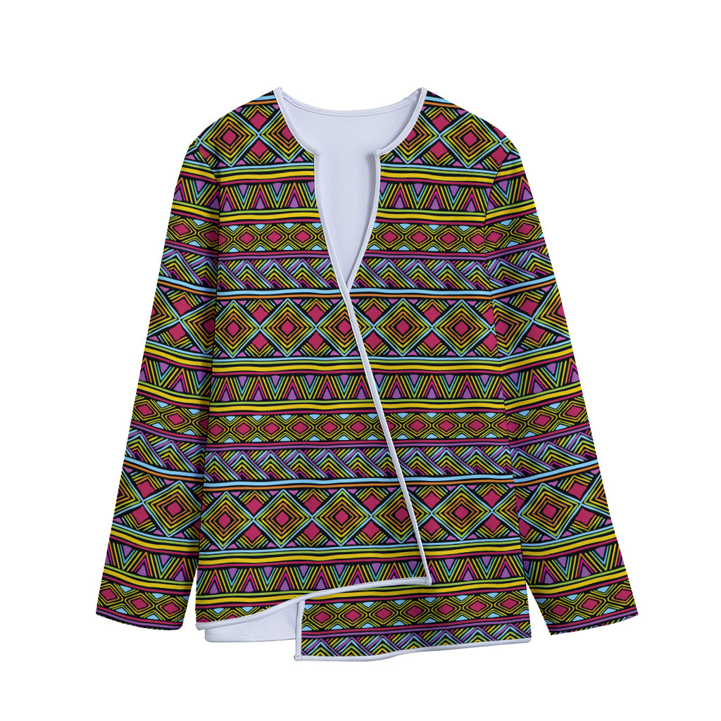 Colorful African Inspired Pattern Print Long Sleeve Short Coat