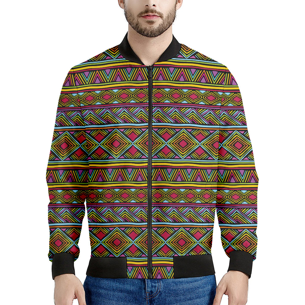 Colorful African Inspired Pattern Print Men's Bomber Jacket