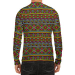 Colorful African Inspired Pattern Print Men's Long Sleeve Rash Guard
