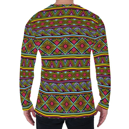 Colorful African Inspired Pattern Print Men's Long Sleeve T-Shirt