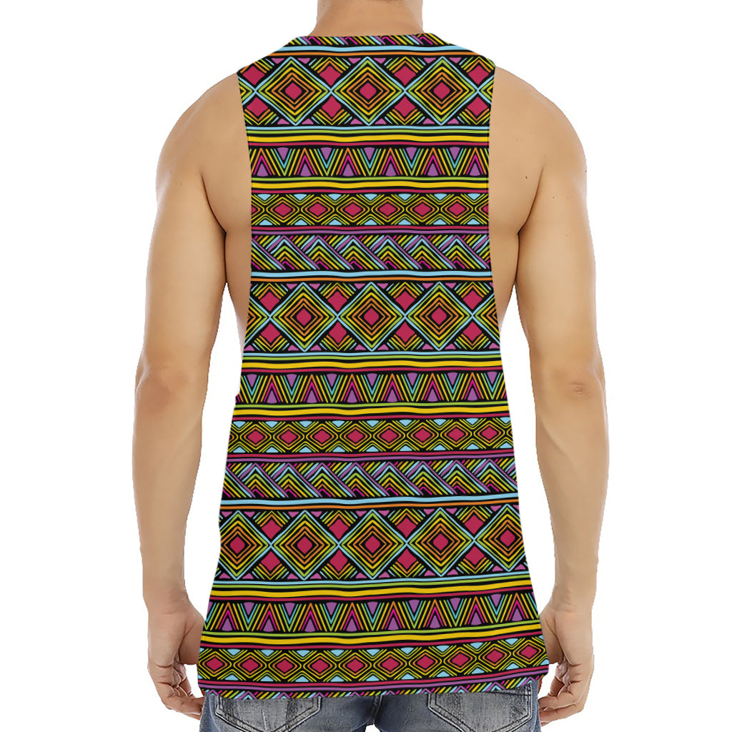 Colorful African Inspired Pattern Print Men's Muscle Tank Top