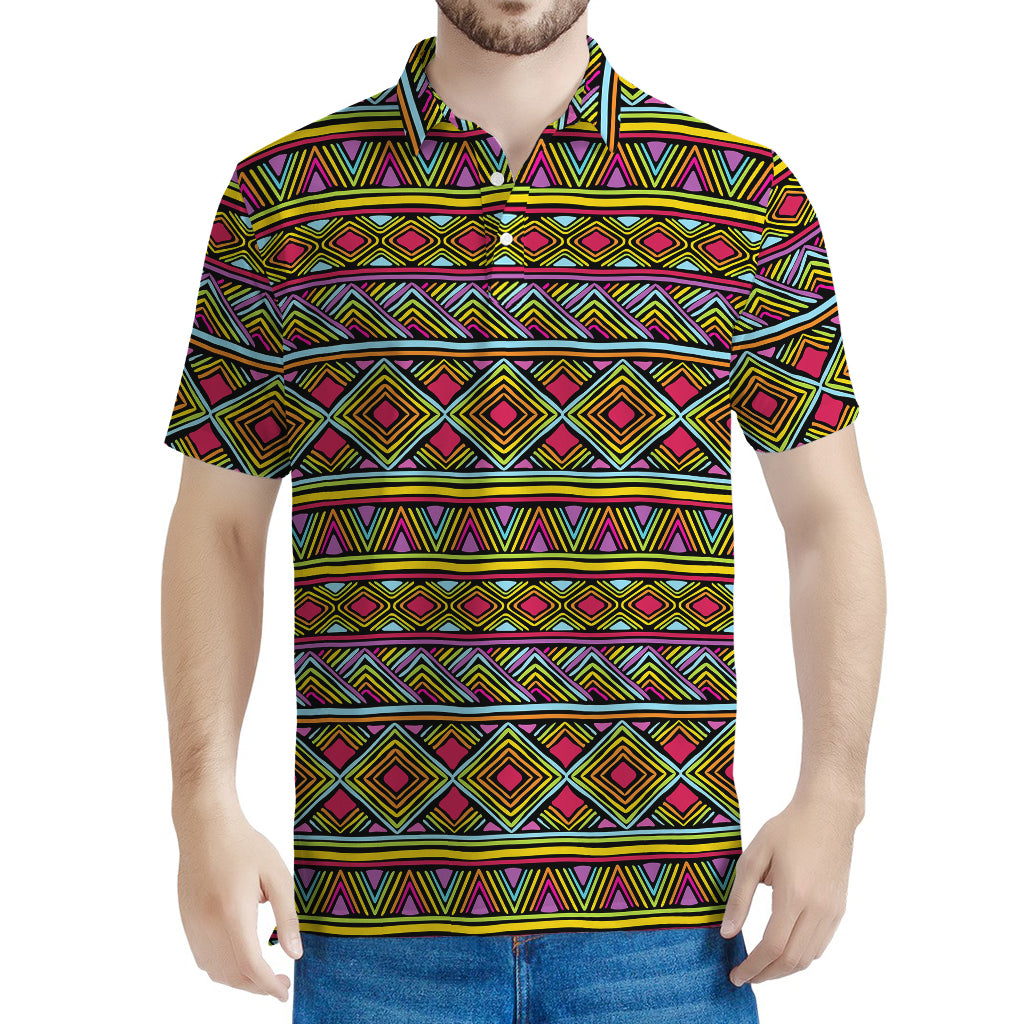 Colorful African Inspired Pattern Print Men's Polo Shirt